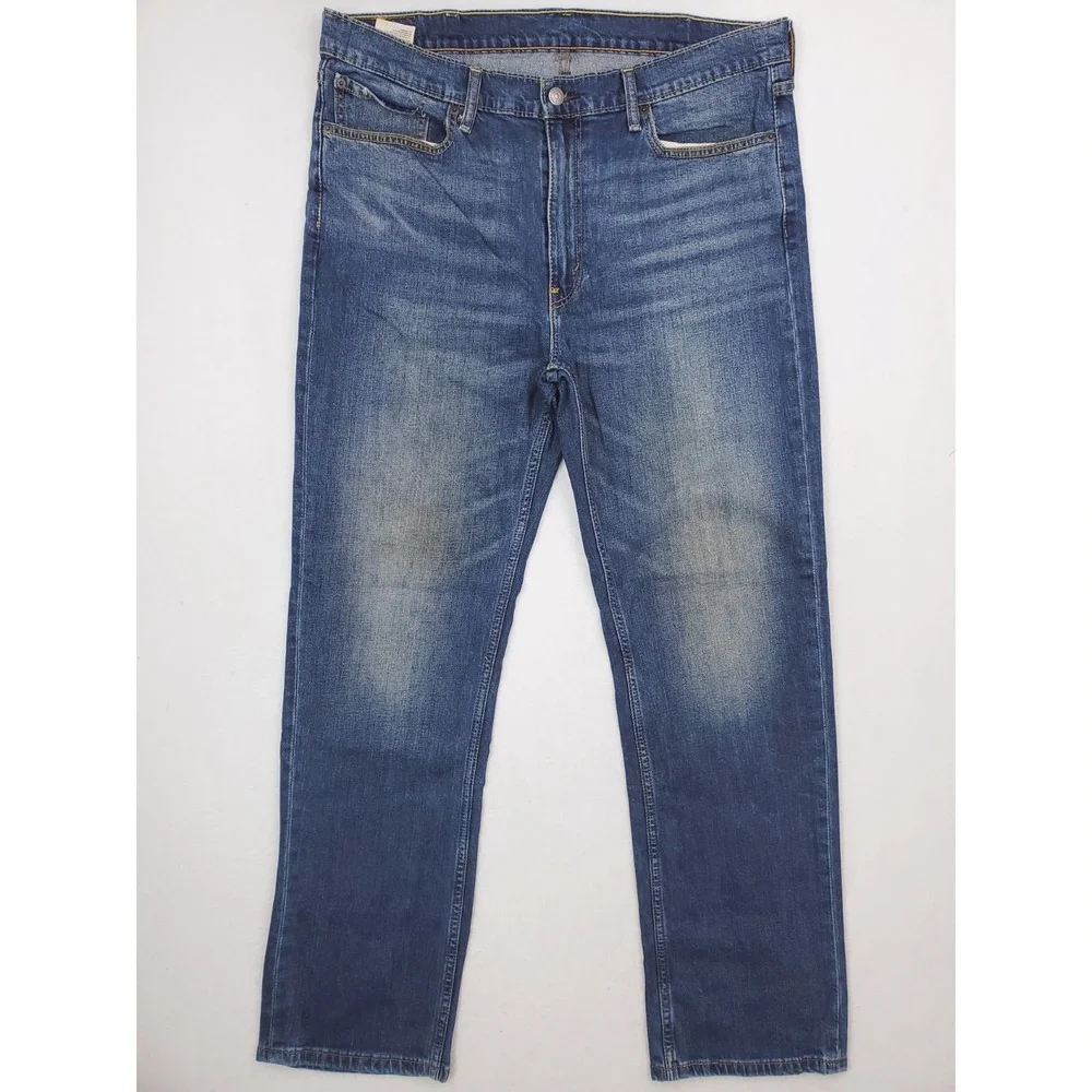 Levis 514 Jeans Mens 38x32 Blue Slim Straight Stretch Denim Pants Medium Wash